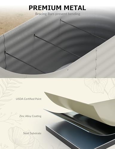4x2x2Ft Oval Galvanized Steel Raised Garden Bed - Outdoor Metal Planter Box for Vegetables, Flowers, Herbs L43315