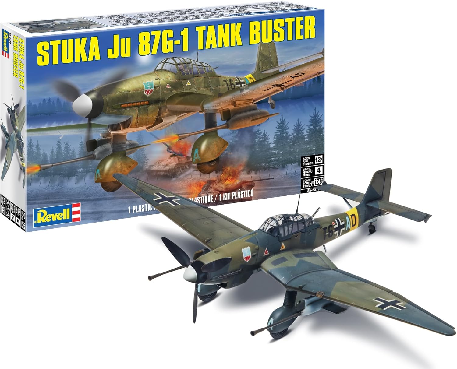 Revell Stuka Ju 87G-1 Tank Buster Plastic Model Kit, 144 months to 1188 months, Clear,Grey