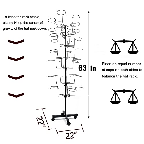 uyoyous 5-Tier Rotating Hat & Wig Display Rack Metal Floor Stand S597