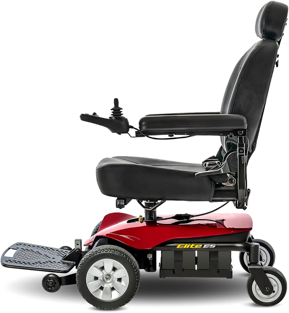Pride Mobility Jazzy Elite ES Power Chair, Red, Front Wheel Drive, 300 lbs Capacity E16499