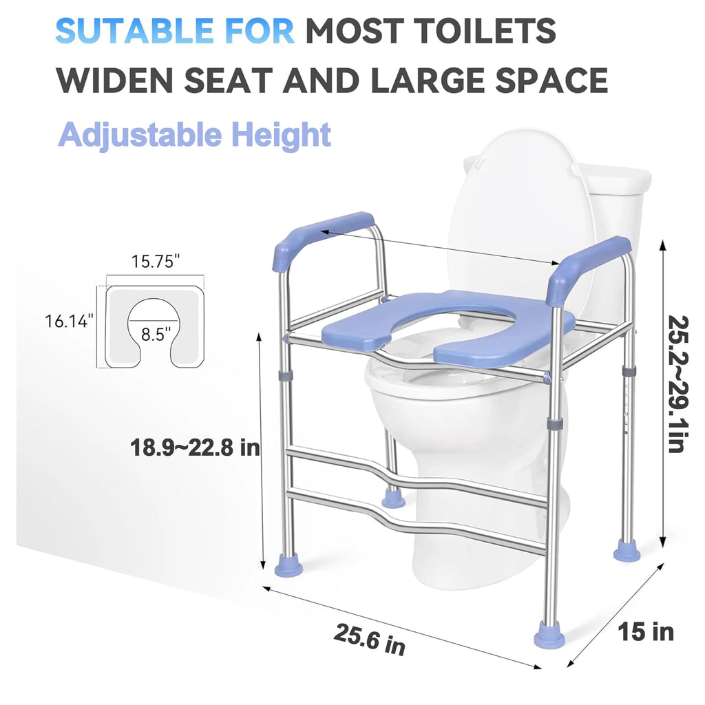 Raised Toilet Seat with Handles and Soft Seat, 400lbs Capacity I66063