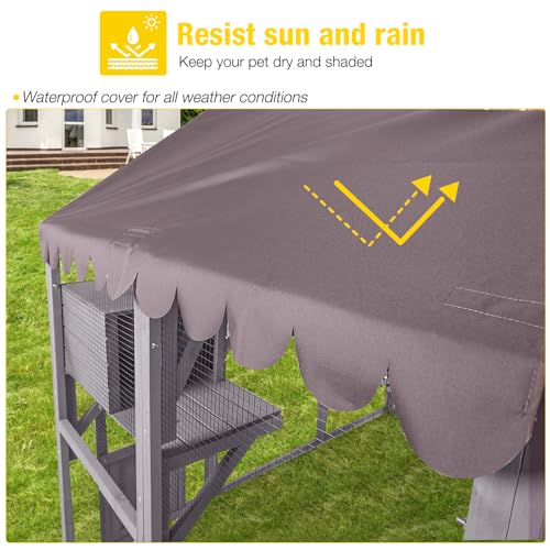 Aivituvin Cat House Outdoor Catio with Large Door, Wooden Cat Cage Indoor Playpen, 70 Inch I919236