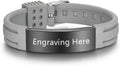 Free Engraving 9 Inches Waterproof ID Personalized Silicone Adjustable Medical Alert Bracelets Sport Emergency ID Bracelets for Men Women (Style 2)