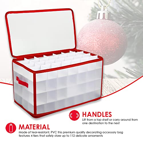 Home Basics 64 Compartment Zippered Christmas Ornament Storage Box M98916