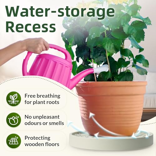 2PCS Round Plant Caddy with Hidden Wheels, Heavy Duty Plant Dolly, Gray, 14 inches J393000