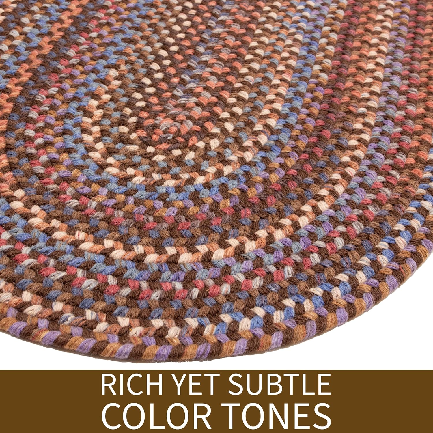 Tribeca Soft Wool Braided Rug Walnut Brown 20" x 30" Oval U70225