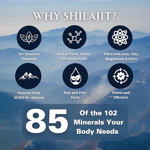 Pure Shilajit Resin Dry Drops with Fulvic Acid & Trace Minerals, 60 Tablets O968084