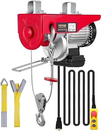 VEVOR Electric Hoist, 2200 lbs Lifting Capacity, 1600W 110V Electric Steel Wire Winch with Wireless Remote Control, 40ft Single Cable Lifting Height & Pure Copper Motor, for Garage Warehouse Factory