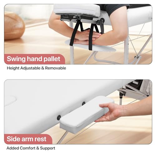 MoNiBloom Portable Massage Table 2 Fold 82" Height Adjustable SPA Bed with Carry Case, Black S8791