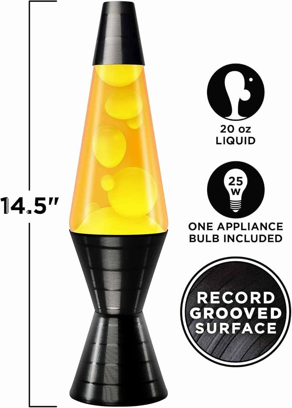 Lava® Lamp 14.5" with Vinyl Record Base, Yellow Wax and Orange Liquid A5208