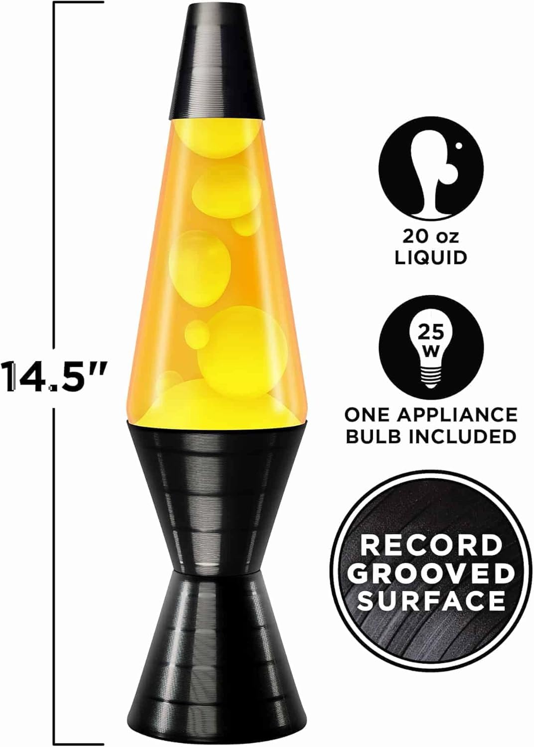 Lava® Lamp 14.5" with Vinyl Record Base, Yellow Wax and Orange Liquid A5208