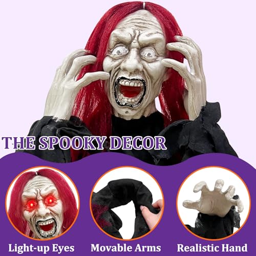 Halloween Animatronics Zombie Groundbreaker with Sound Activated & Glowing Eye, 2.6 Ft Outdoor Decor K4206