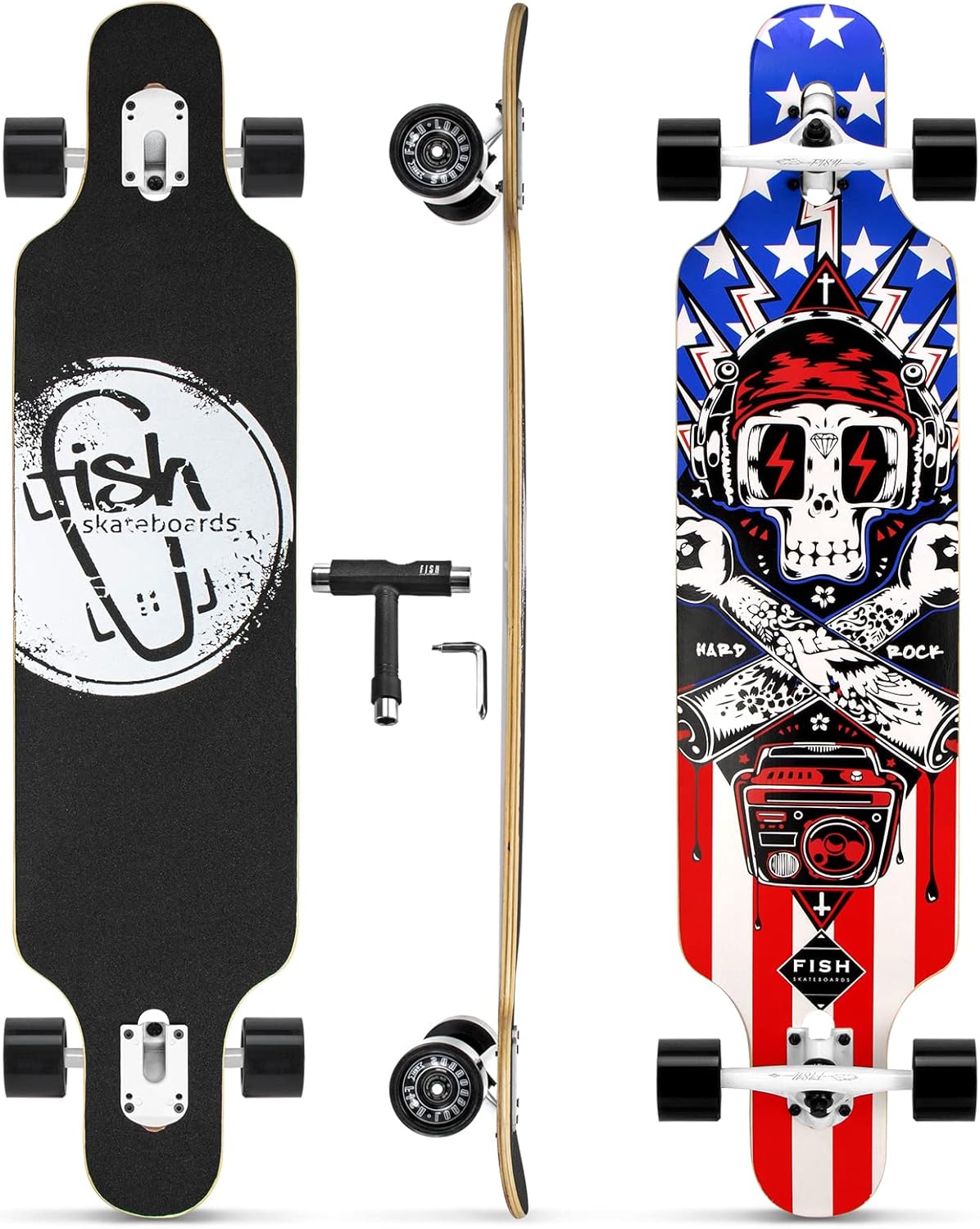 Long Board Skateboard for Adults Teenagers Kids Ages 6-12 Adults Men Women Complete Skateboard Cruiser for Cruising Carving Free-Style and Downhill 41 includes High-Speed Bearings & T-Tool