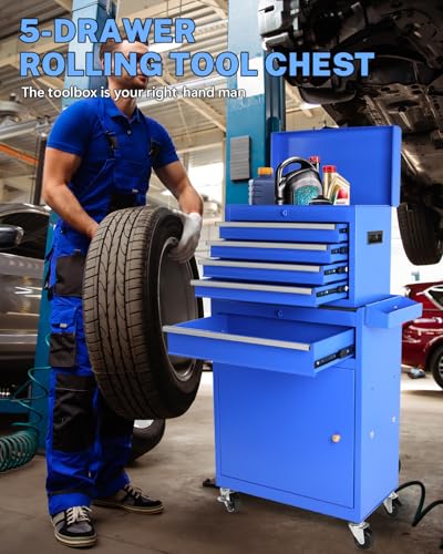 5-Drawer Rolling Tool Chest with Brake Casters, Black E95317