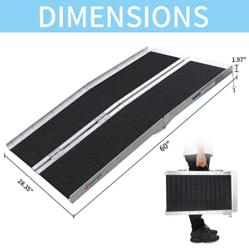 Folding Aluminum Wheelchair Ramp for Home Steps, 600 lbs Capacity B519
