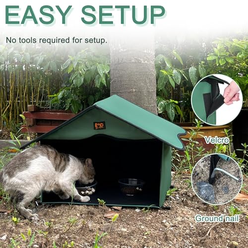 Outdoor Cat House Waterproof Pet Shelter for Feral Cats X13636
