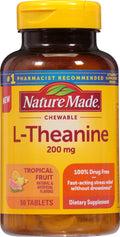 Nature Made Chewable L - Theanine 200mg, Supplement for Stress Relief, 50 Chewable Tablets, 50 Day Supply