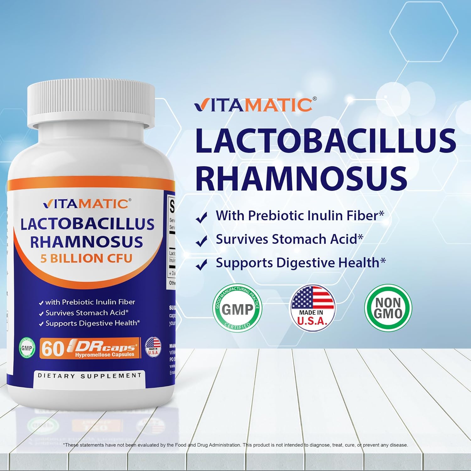 Vitamatic Lactobacillus Rhamnosus 5 Billion DR Capsules, 60 Count E4925
