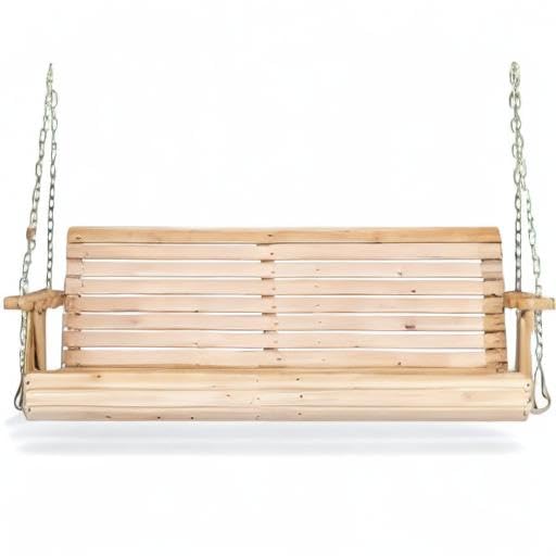 VINGLI Patio Wooden Porch Swing Chair with Hanging Chains, 5 FT, White W381253