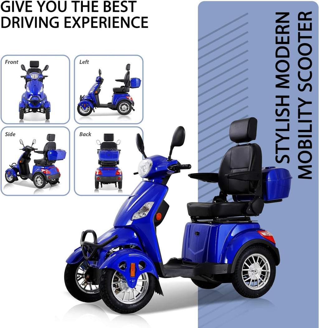 Heavy Duty 4-Wheel Mobility Scooter 800W for Adults & Seniors, Blue I848