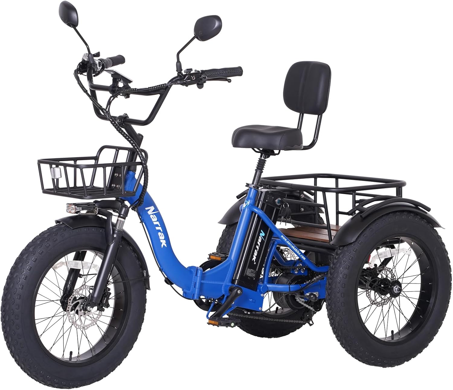 Electric Tricycle for Adults, 750W(Peak 1350W), 48V13Ah Ebike, 20"x4.0" Aluminum Folding Fat Tire 3 Wheel Electric Trike, Max 20MPH Hydraulic Brake, Rear Motor Differential