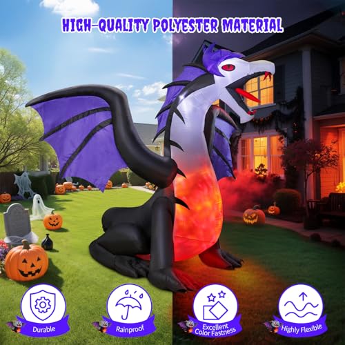 8FT Inflatable Pteranodon Dragon Decoration with LED Lights for Yard Halloween F426