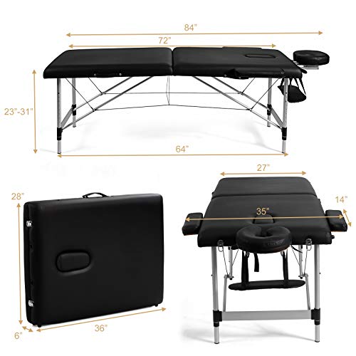 Giantex 84" Portable Massage Table with Face Cradle & Carry Case T442