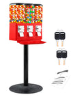 Commercial Candy Vending Machine Triple Candy Machine Dispenser for Gumball Candy with 3 Removable Canisters and Quarter Coin Operated Vending Machine with Anti-Theft Lock for Business Meets FDA Norms