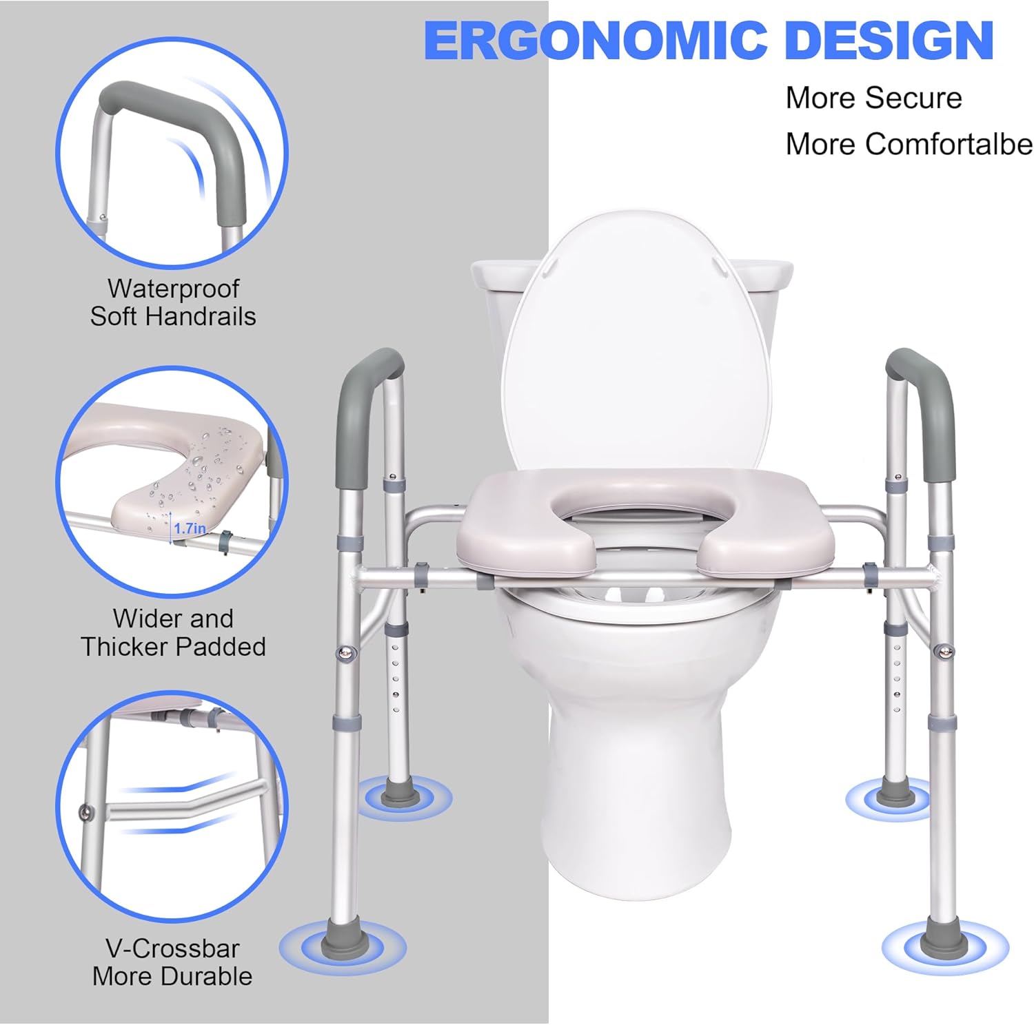 Raised Toilet Seat with Handles, Width Adjustable, 400 lbs Capacity for Seniors Z64238