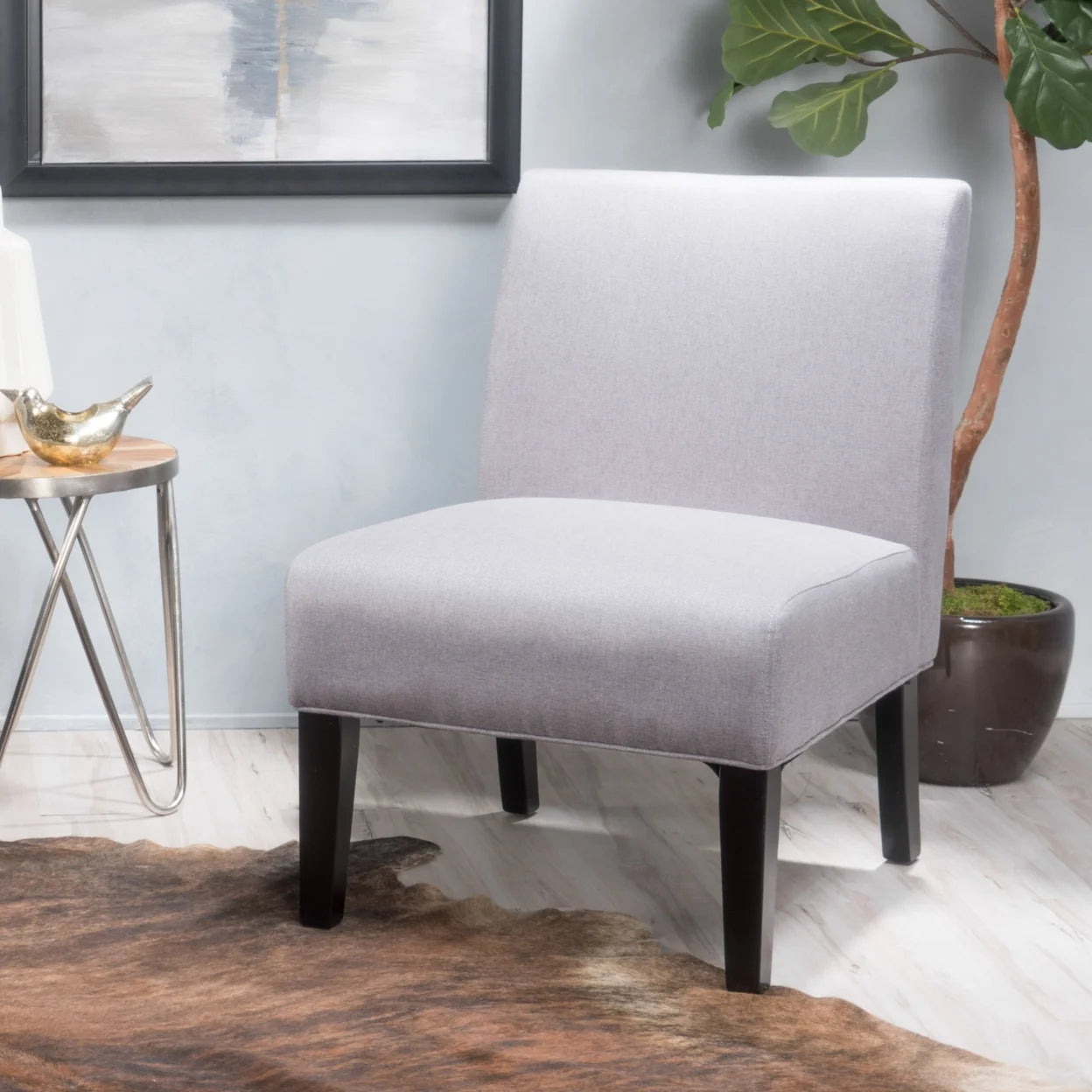 GDF Studio Abner Slipper Accent Chair, Gray Fabric I91564