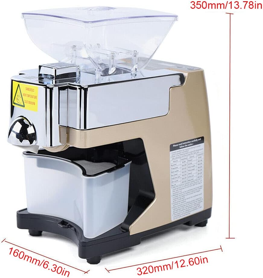 Oil Press Machine 110V 450W Stainless Steel, Hot & Cold Oil Extractor P75478
