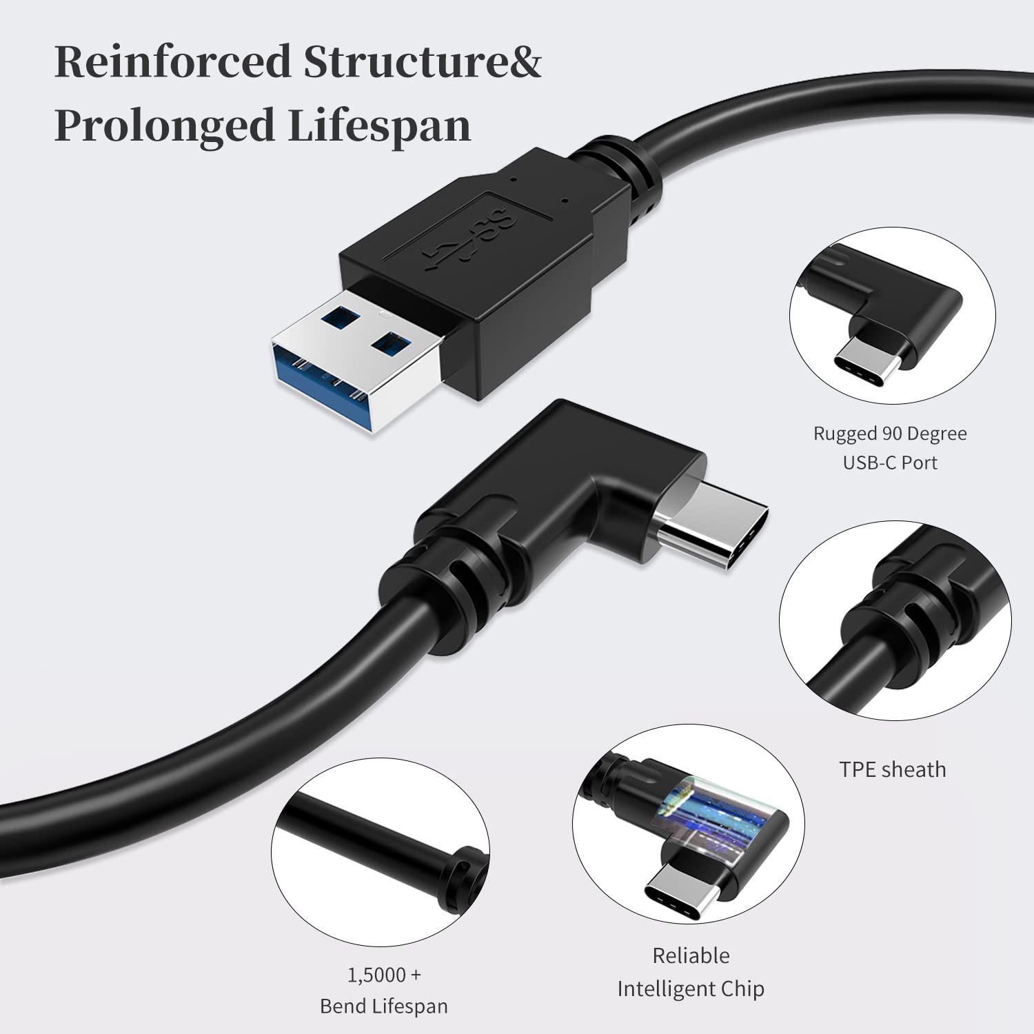 Link Cable for Oculus Quest 3/Quest 2, USB 3.0 to USB C, 16FT N90443