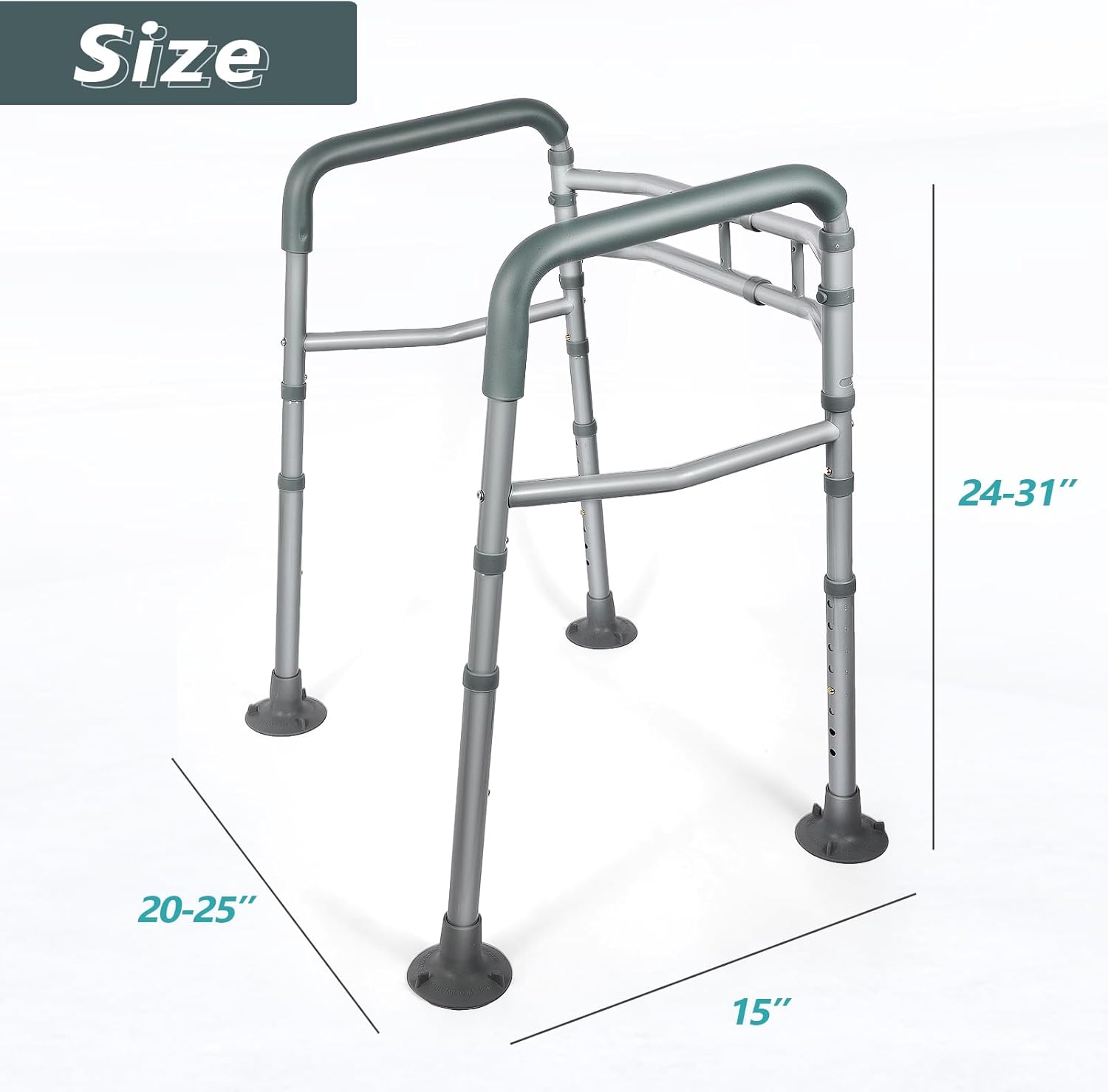 Toilet Safety Rails with Arms - Adjustable Heavy-Duty Stand Alone Support for Seniors C667382
