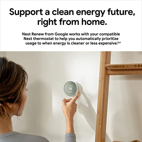 Google Nest Smart Programmable WiFi Thermostat Snow (Renewed) H964