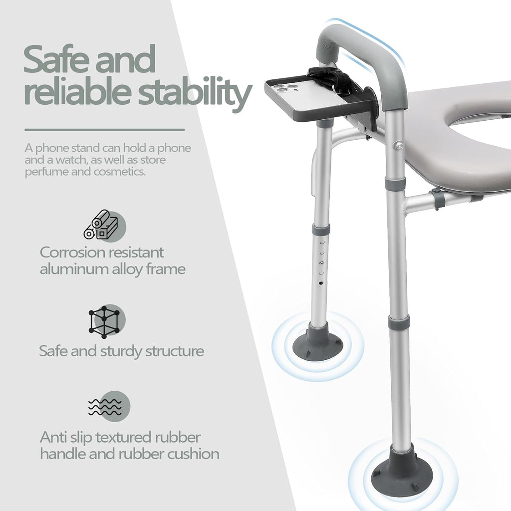 Raised Toilet Seat with Handles, Height Adjustable, Heavy Duty, 350lbs Capacity D83392