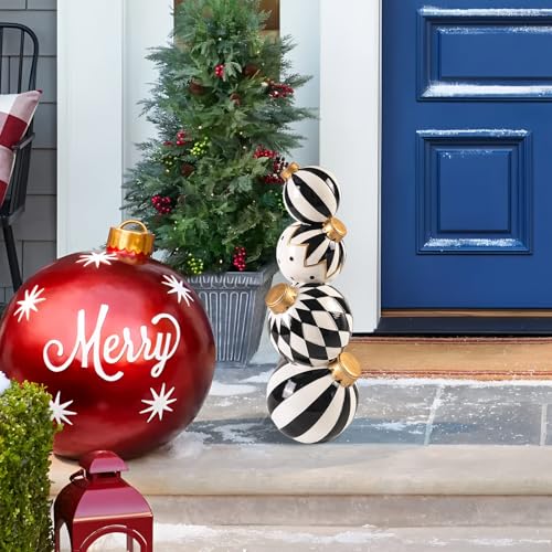 Black and White Checkered Snowman Christmas Decorations Indoor W584