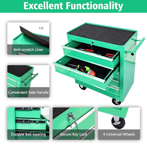 5-Drawer Rolling Tool Chest with Brake Casters, Black E95317