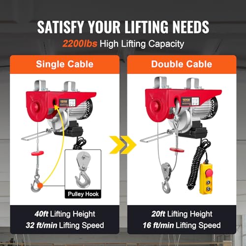 VEVOR Electric Hoist 2200LBS 110V with Remote Control Q127360