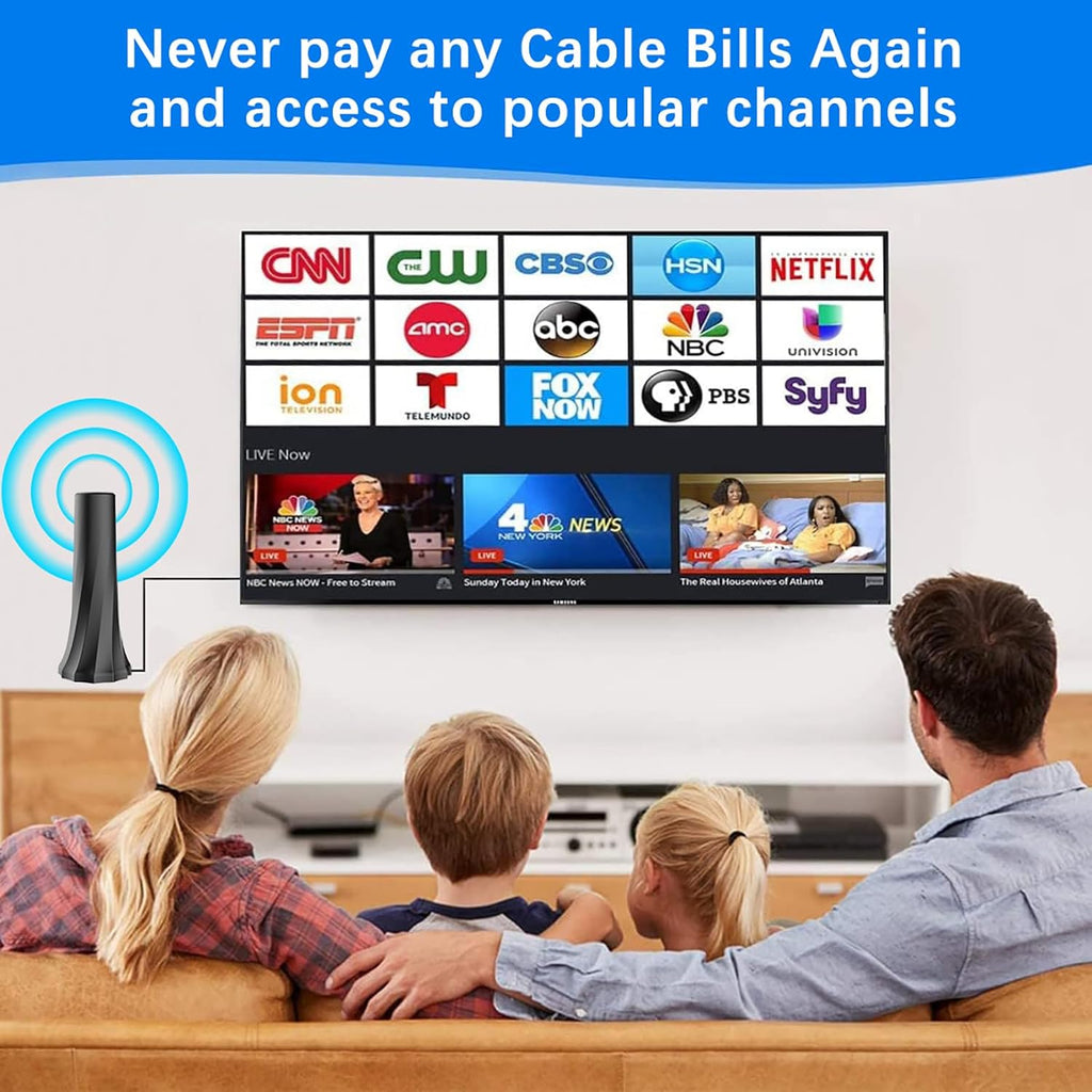 2024 Digital TV Antenna for Smart TV, Indoor Outdoor, 4K 1080P, 360° Reception with 25ft Coaxial Cable Q854