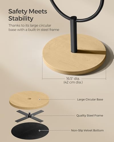 SONGMICS Full-Length Floor Mirror, 3-in-1, Standing, Oak Beige and Ink Black G63552
