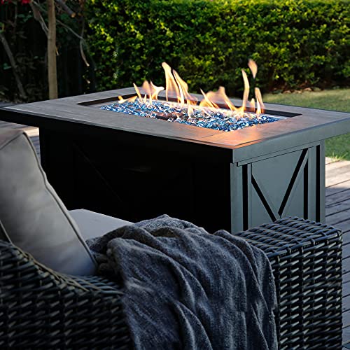 BALI OUTDOORS 50000 BTU Propane Fire Pit Table with Lid, 28 inch, Black Y709007