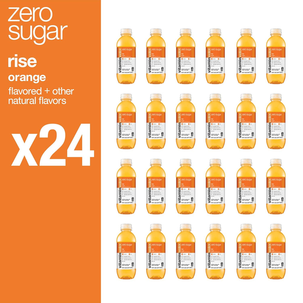 vitaminwater zero rise electrolyte enhanced water, orange, 16.9 Fl Oz (Pack of 24) U6120