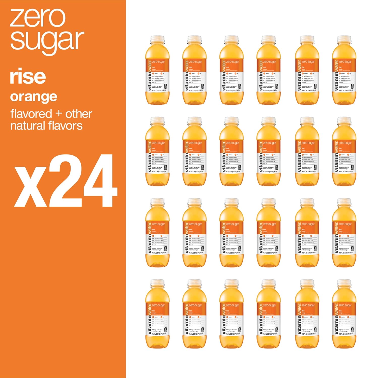 vitaminwater zero rise electrolyte enhanced water, orange, 16.9 Fl Oz (Pack of 24) U6120