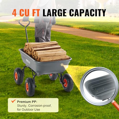 VEVOR 600lbs Poly Garden Cart Dump Wagon with 10in All Terrain Wheels W644
