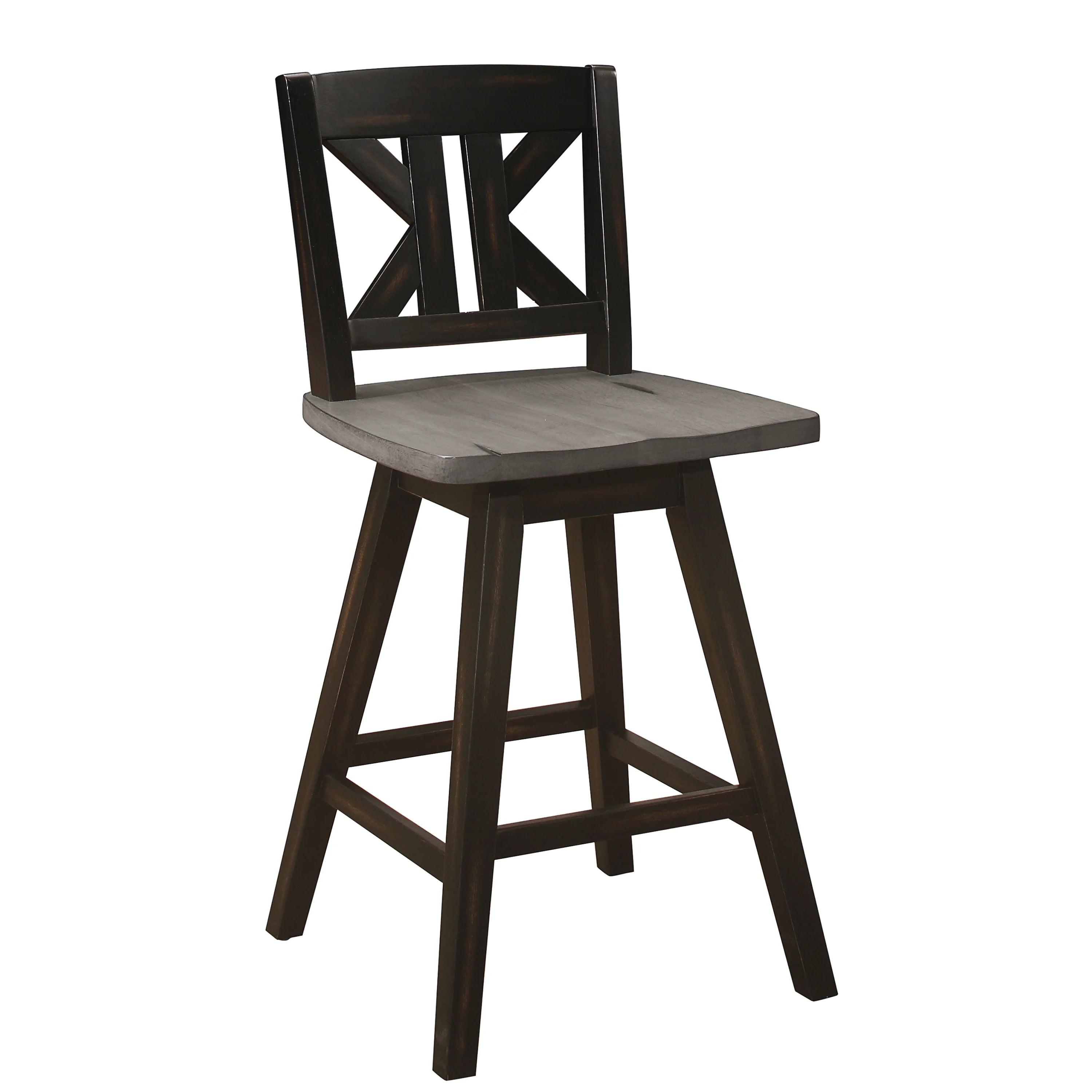 Lexiconhome Amsonia Wood Swivel Counter Stool, Black T31737