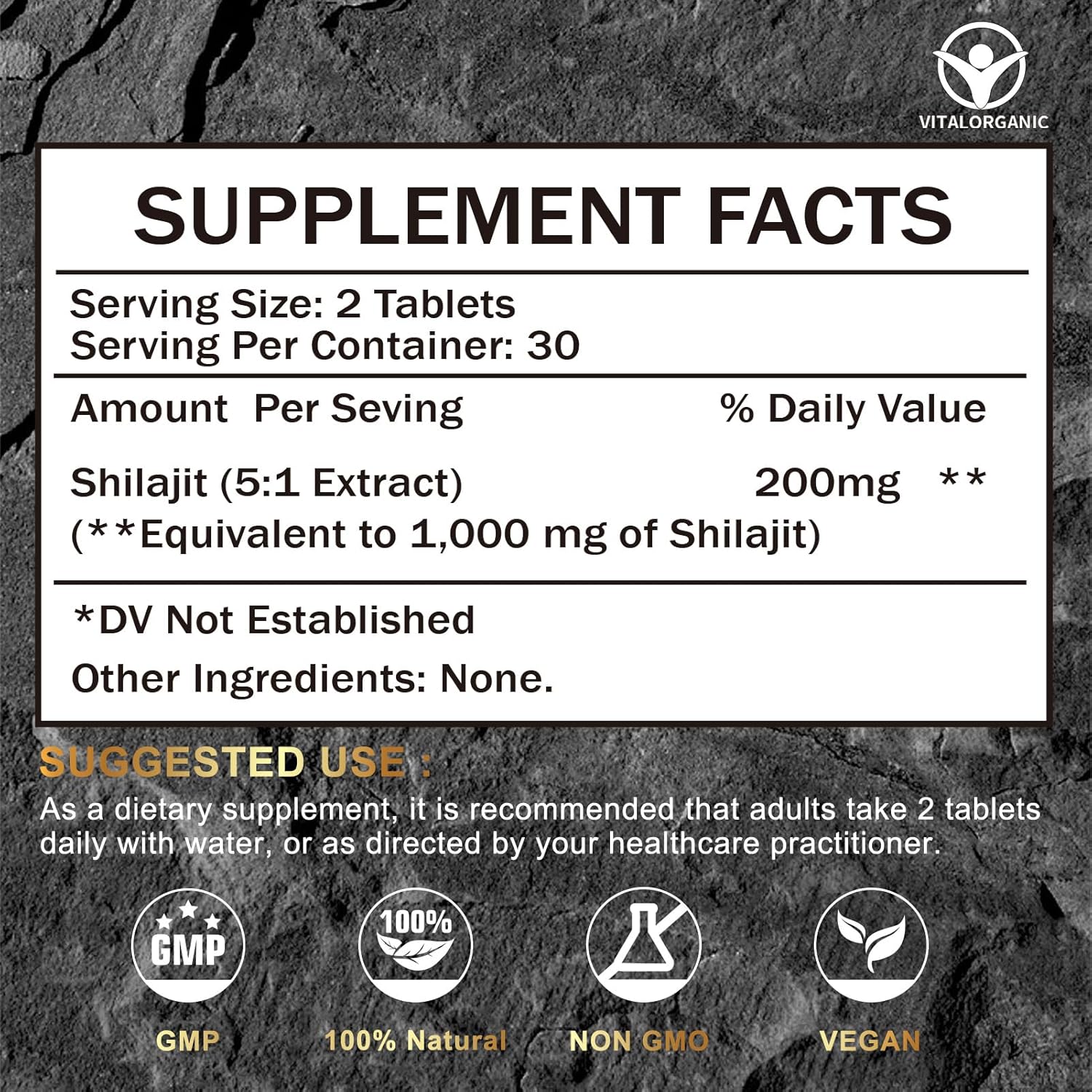 Shilajit Tablets 1000mg, Pure Himalayan Organic Supplement with Fulvic Acid & Trace Minerals G27547