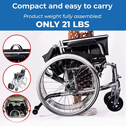 Lightweight Self-Propelled Wheelchair 21lbs with Travel Bag and Cushion, Blue I966872