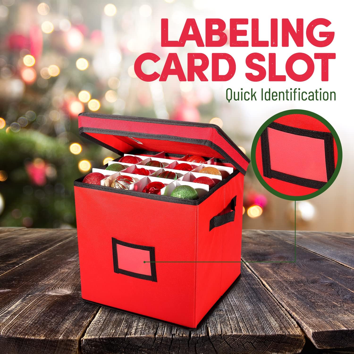 Christmas Ornament Storage Box 12x12 Inch 4-Layer Container J60619