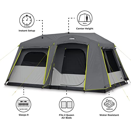 CORE Instant Cabin Tents 6 Person Family Pop Up Camping Tent R26561