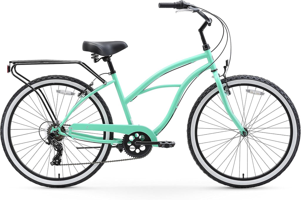 sixthreezero Around The Block 26" 7-Speed Beach Cruiser Bike with Rear Rack O874